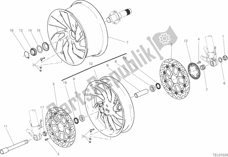 All parts for the Wheels of the Ducati Diavel Xdiavel S Thailand 1260 2019